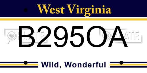 B295OA West Virginia License Plate