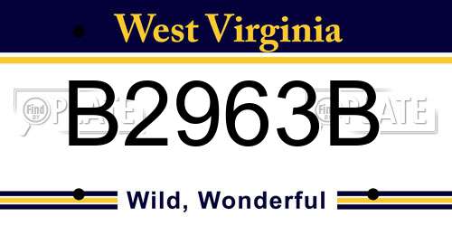 B2963B West Virginia License Plate
