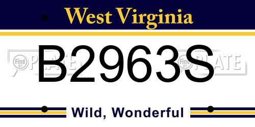 B2963S West Virginia License Plate