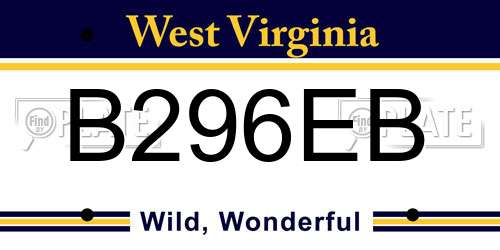 B296EB West Virginia License Plate