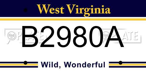 B2980A West Virginia License Plate
