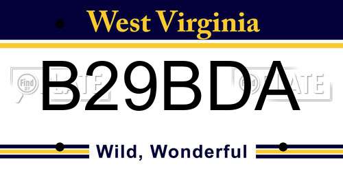B29BDA West Virginia License Plate