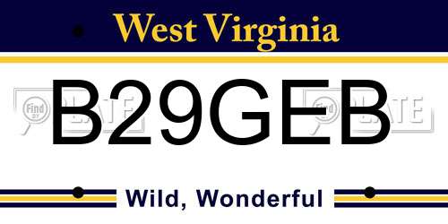 B29GEB West Virginia License Plate