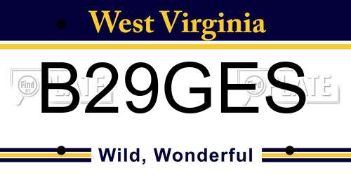 B29GES West Virginia License Plate