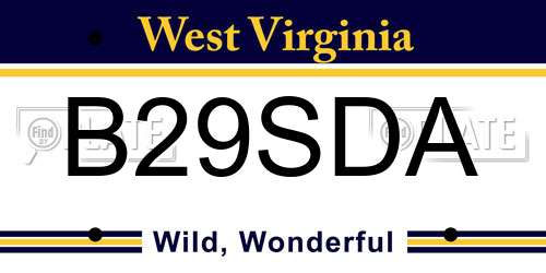 B29SDA West Virginia License Plate