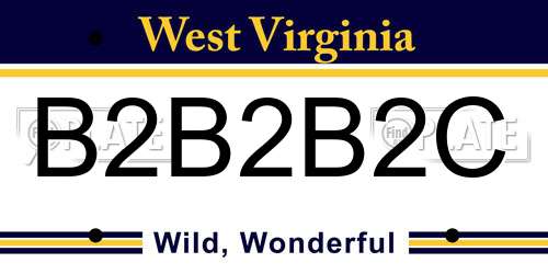 B2B2B2C West Virginia License Plate