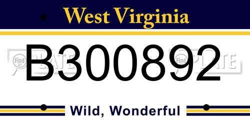 B300892 West Virginia License Plate