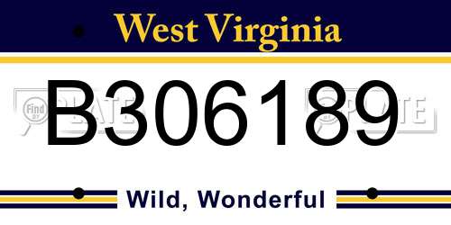 B306189 West Virginia License Plate