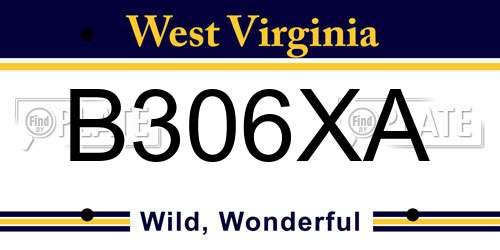 B306XA West Virginia License Plate