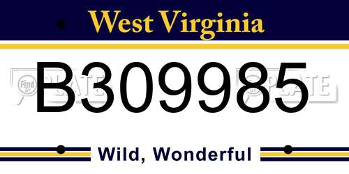 B309985 West Virginia License Plate