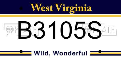 B3105S West Virginia License Plate