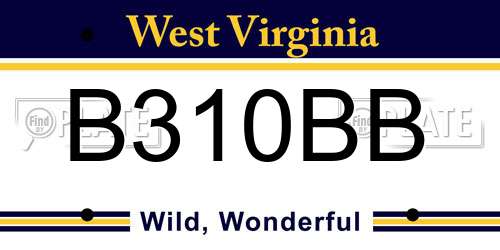 B310BB West Virginia License Plate