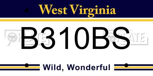 B310BS West Virginia License Plate