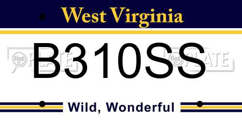 B310SS West Virginia License Plate