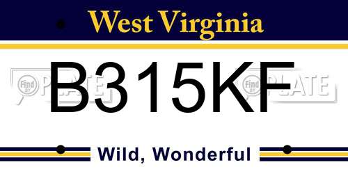 B315KF West Virginia License Plate