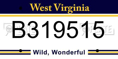B319515 West Virginia License Plate