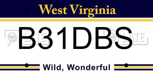 B31DBS West Virginia License Plate