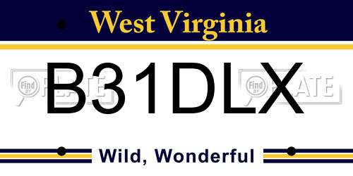 B31DLX West Virginia License Plate
