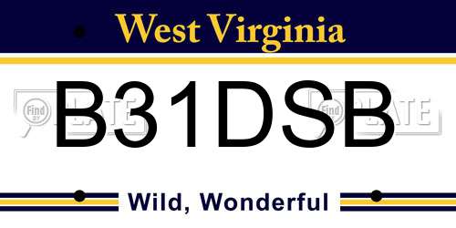 B31DSB West Virginia License Plate