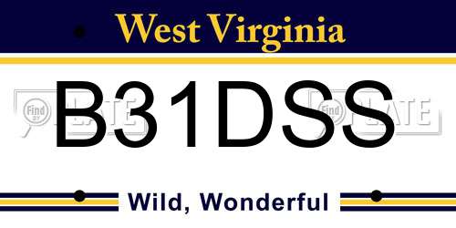 B31DSS West Virginia License Plate