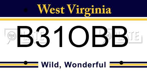 B31OBB West Virginia License Plate
