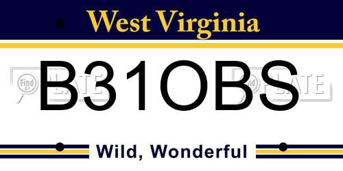 B31OBS West Virginia License Plate