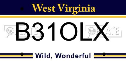 B31OLX West Virginia License Plate