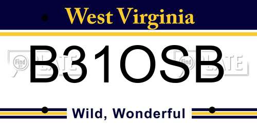 B31OSB West Virginia License Plate