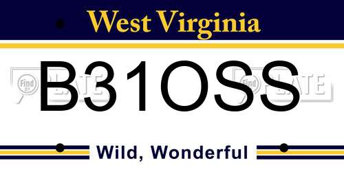 B31OSS West Virginia License Plate