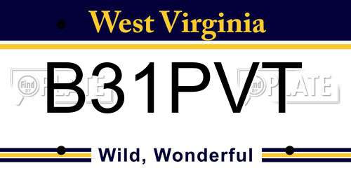 B31PVT West Virginia License Plate