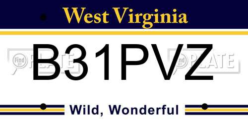 B31PVZ West Virginia License Plate