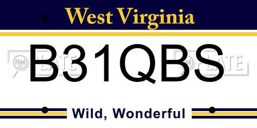 B31QBS West Virginia License Plate