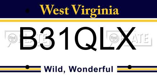 B31QLX West Virginia License Plate