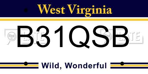 B31QSB West Virginia License Plate