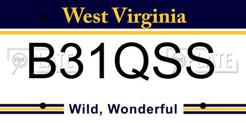 B31QSS West Virginia License Plate