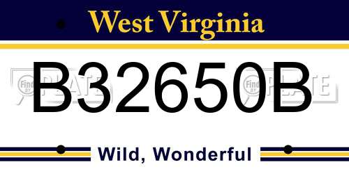 B32650B West Virginia License Plate