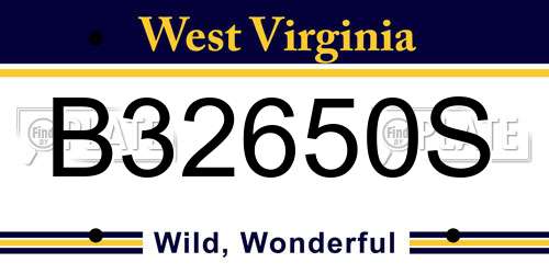 B32650S West Virginia License Plate