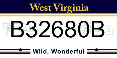 B32680B West Virginia License Plate