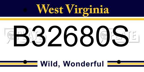 B32680S West Virginia License Plate