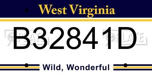 B32841D West Virginia License Plate