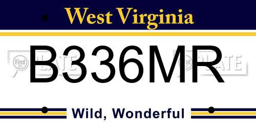 B336MR West Virginia License Plate