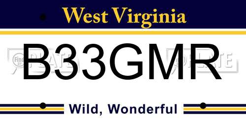 B33GMR West Virginia License Plate