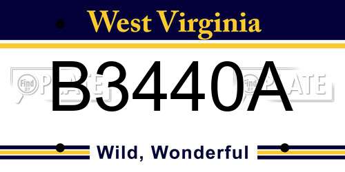 B3440A West Virginia License Plate