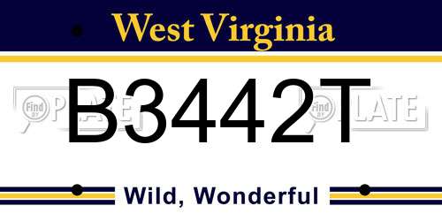 B3442T West Virginia License Plate