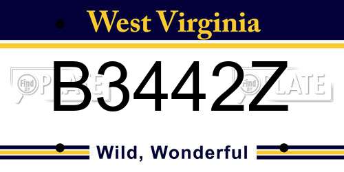 B3442Z West Virginia License Plate