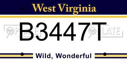 B3447T West Virginia License Plate