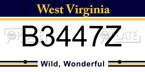 B3447Z West Virginia License Plate
