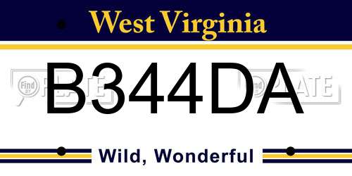 B344DA West Virginia License Plate