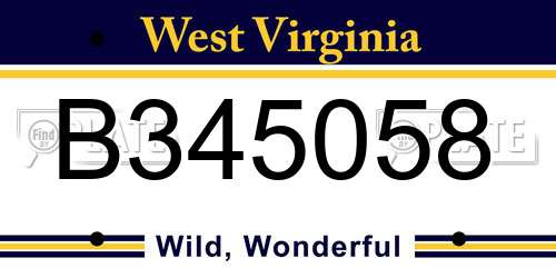 B345058 West Virginia License Plate