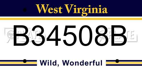 B34508B West Virginia License Plate